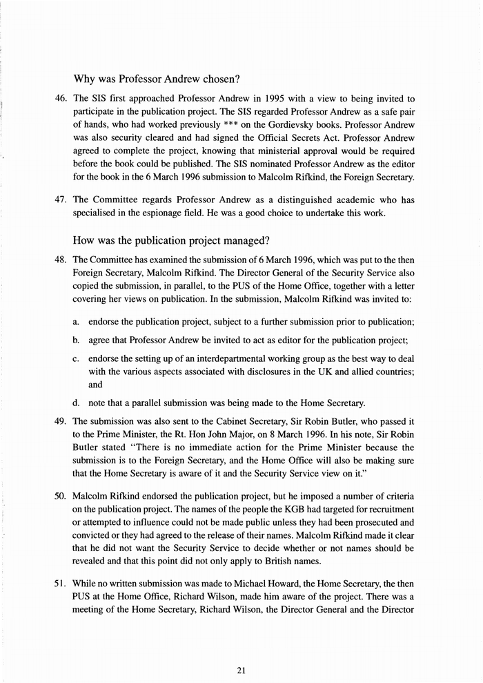 Page 21 of Mitrokhin Inquiry