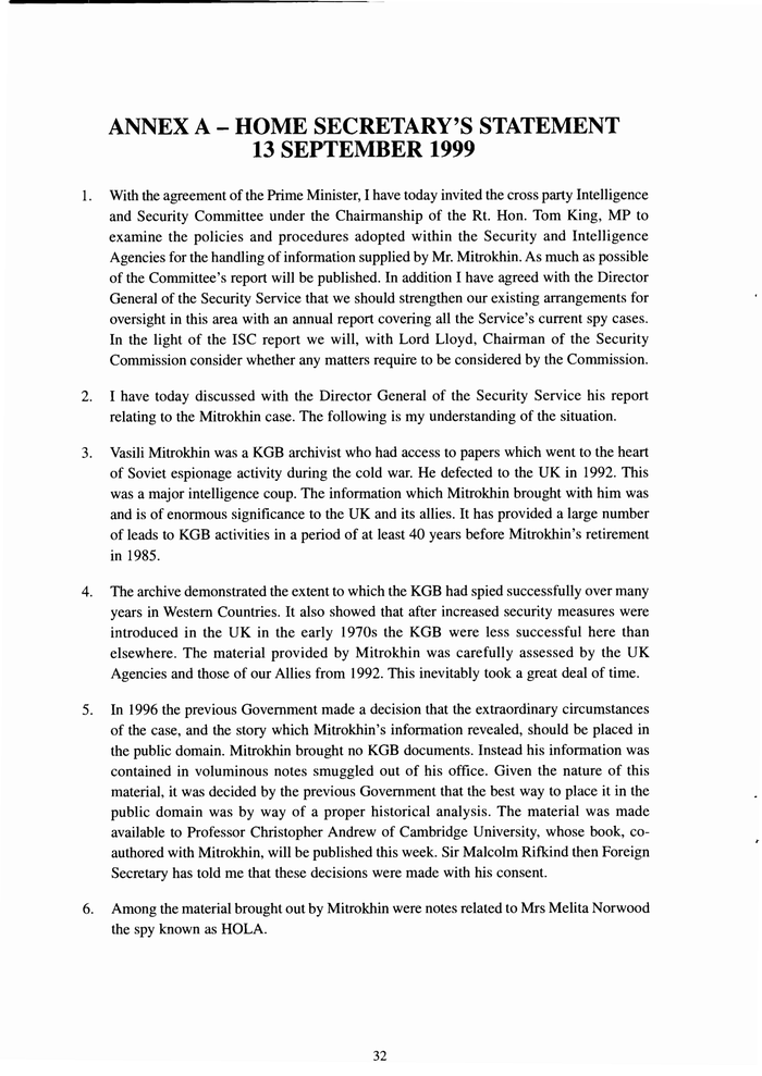 Page 32 of Mitrokhin Inquiry