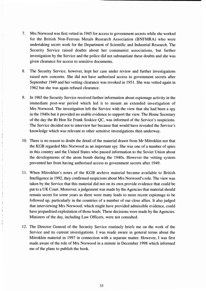 Page 33 of Mitrokhin Inquiry