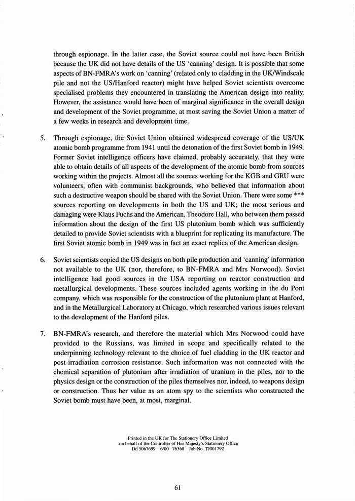 Page 61 of Mitrokhin Inquiry