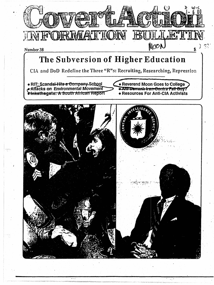 Page 1 of Reverend Moon Goes to College Covert Action Information Bulletin 1991