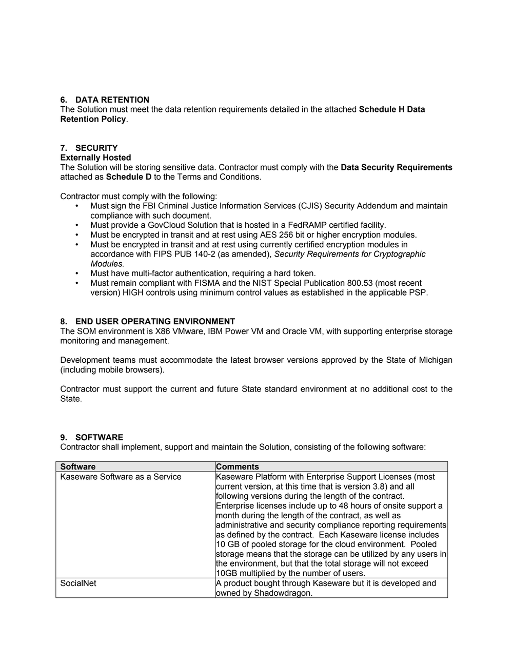 Page 41 from State of Michigan 2020 Kaseware contract