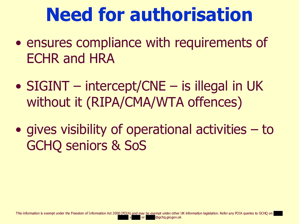 Page 10 from Operational Legalities – GCHQ Powerpoint Presentation