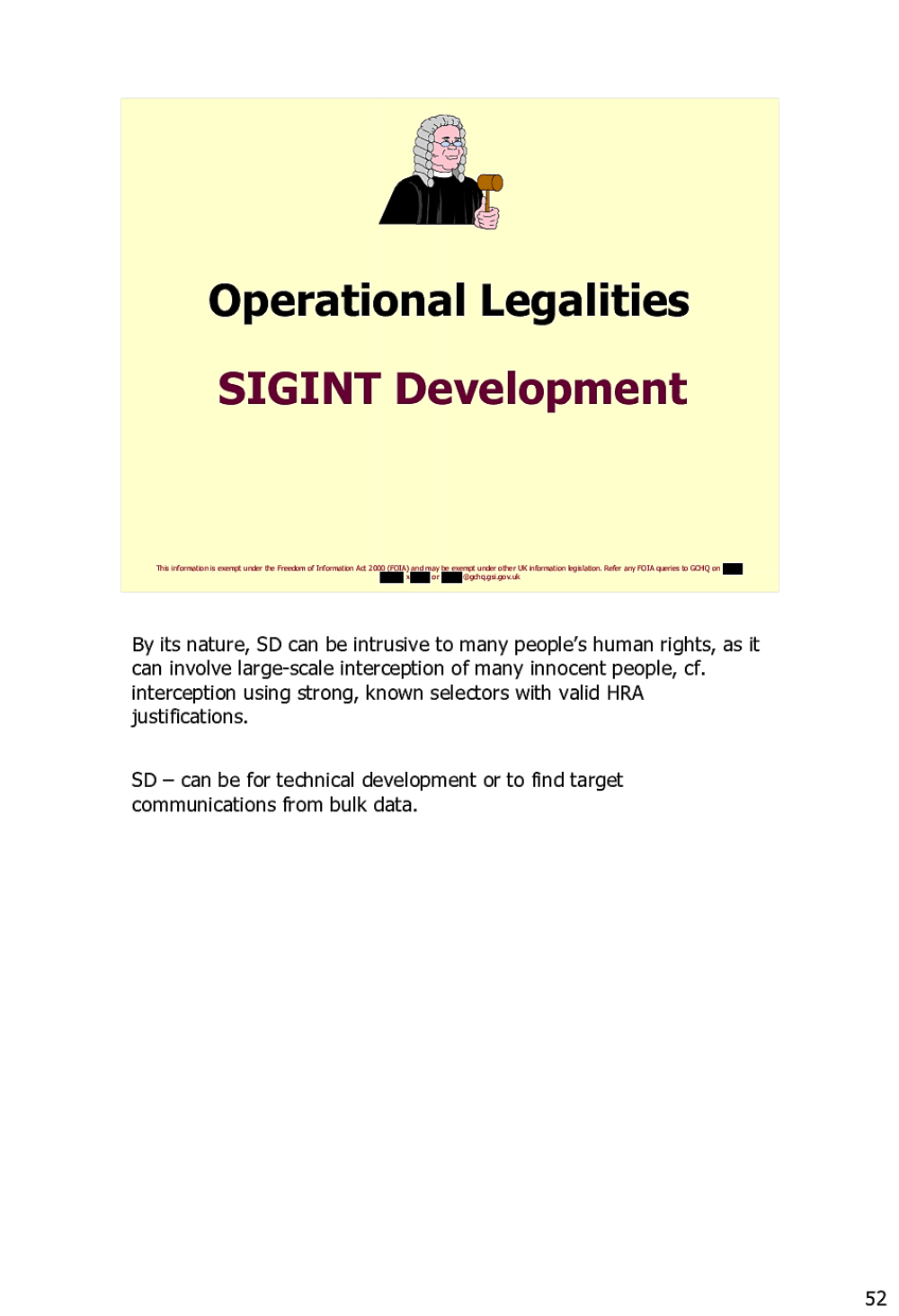 Page 129 from Operational Legalities – GCHQ Powerpoint Presentation