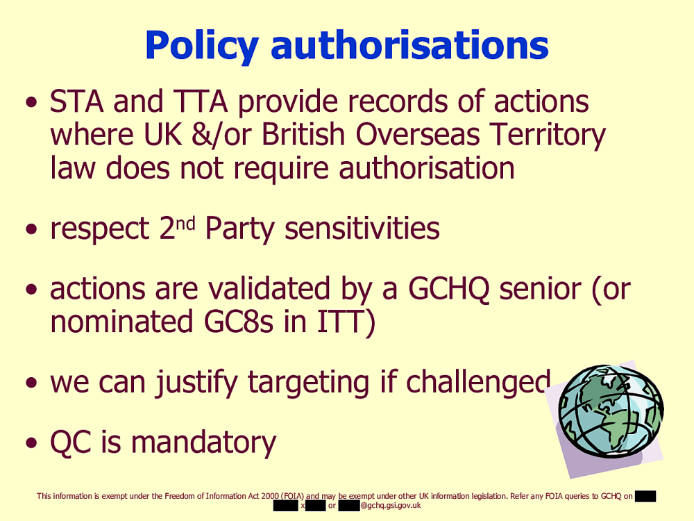 Page 47 from Operational Legalities – GCHQ Powerpoint Presentation