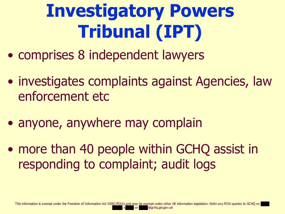 Page 71 from Operational Legalities – GCHQ Powerpoint Presentation