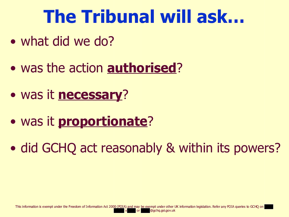 Page 72 from Operational Legalities – GCHQ Powerpoint Presentation