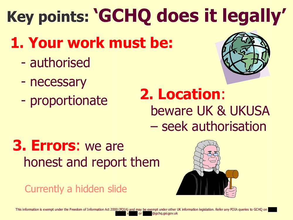 Page 74 from Operational Legalities – GCHQ Powerpoint Presentation