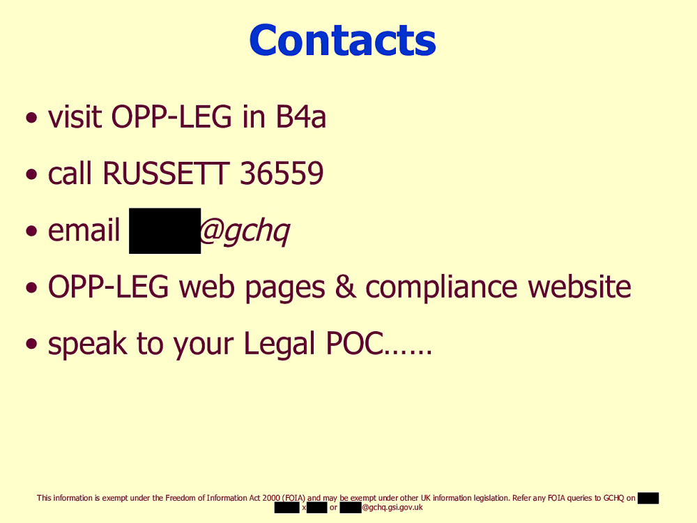 Page 76 from Operational Legalities – GCHQ Powerpoint Presentation