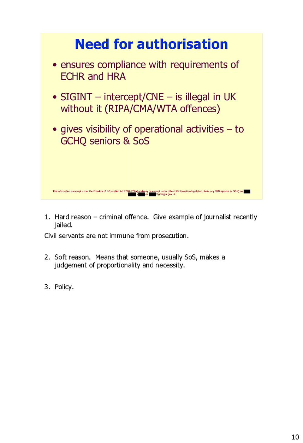 Page 88 from Operational Legalities – GCHQ Powerpoint Presentation