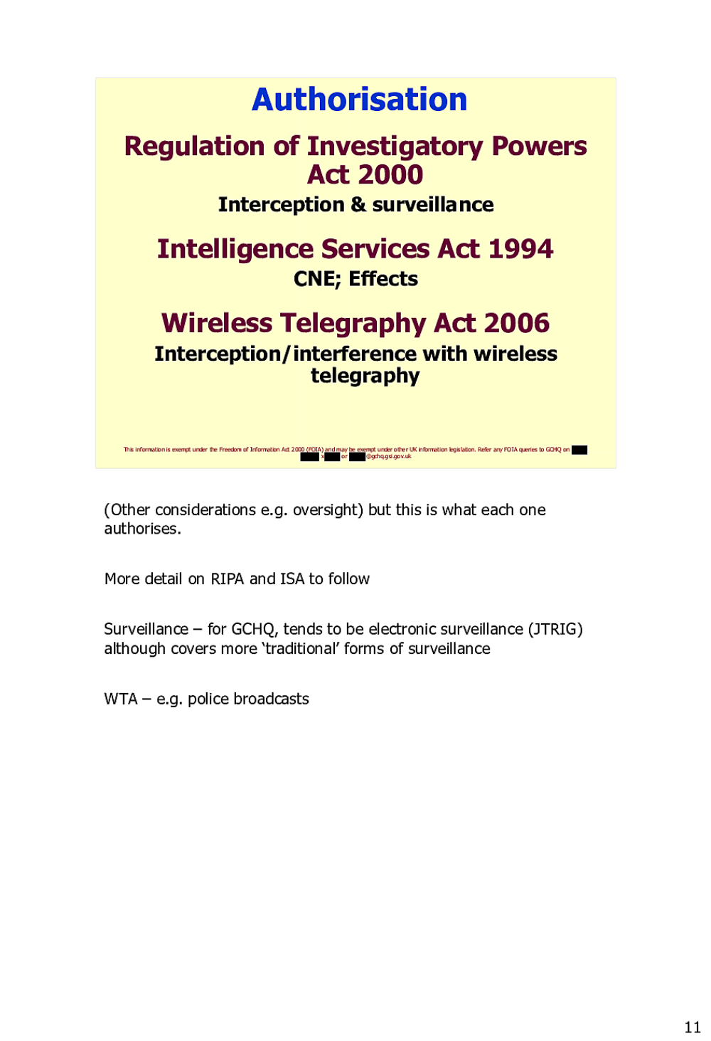 Page 89 from Operational Legalities – GCHQ Powerpoint Presentation