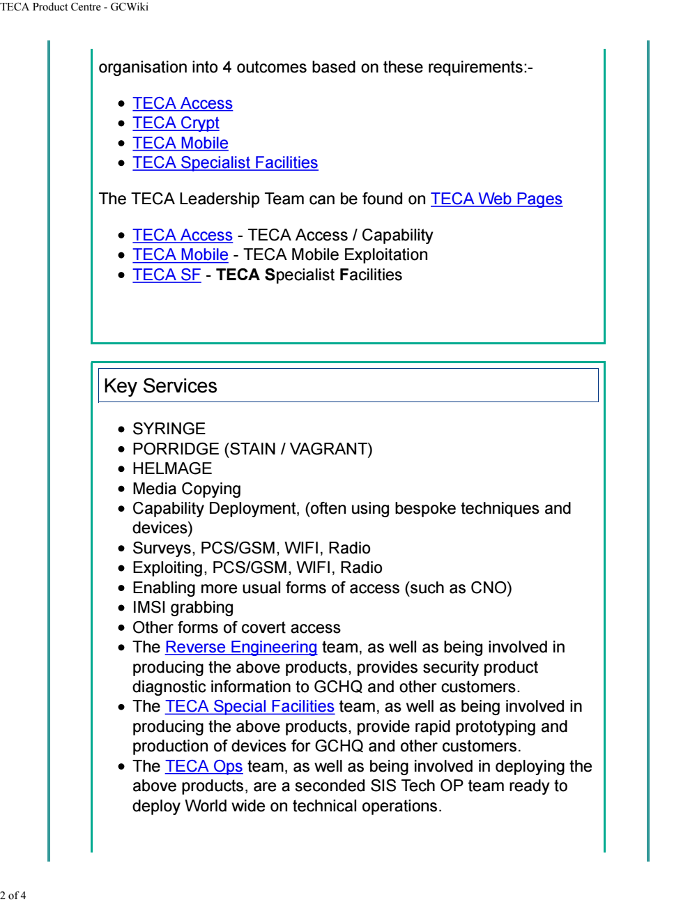 Page 2 from TECA Product Centre – GCHQ Wiki