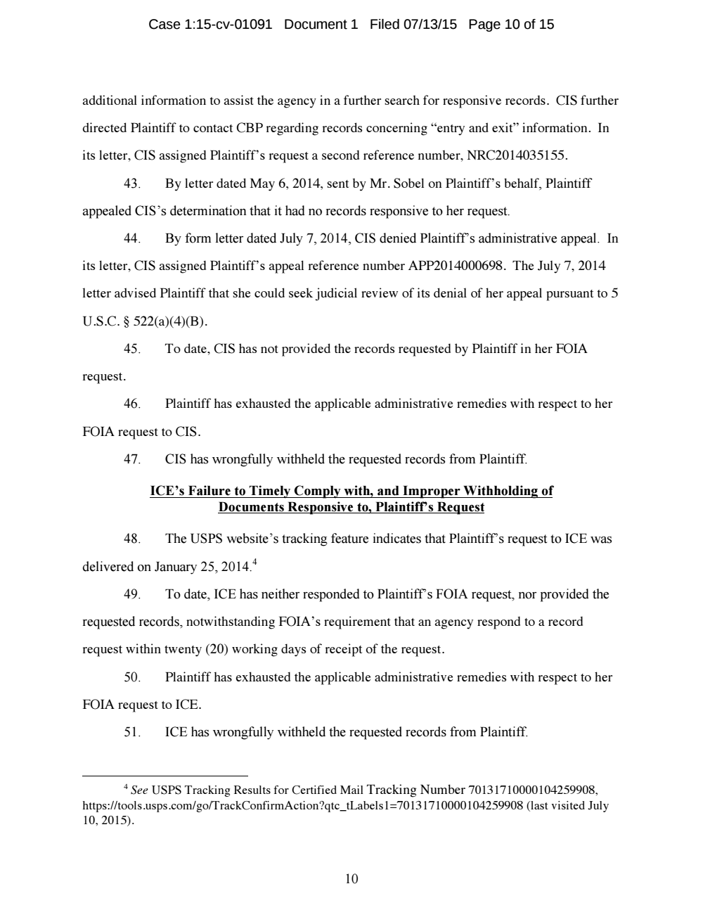 Page 10 from Laura Poitras FOIA Lawsuit