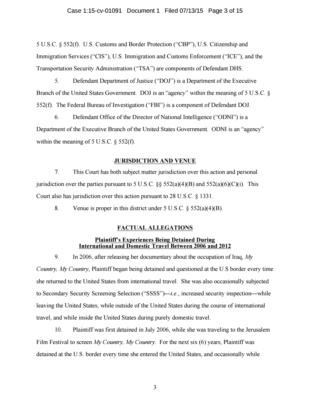 Page 3 from Laura Poitras FOIA Lawsuit