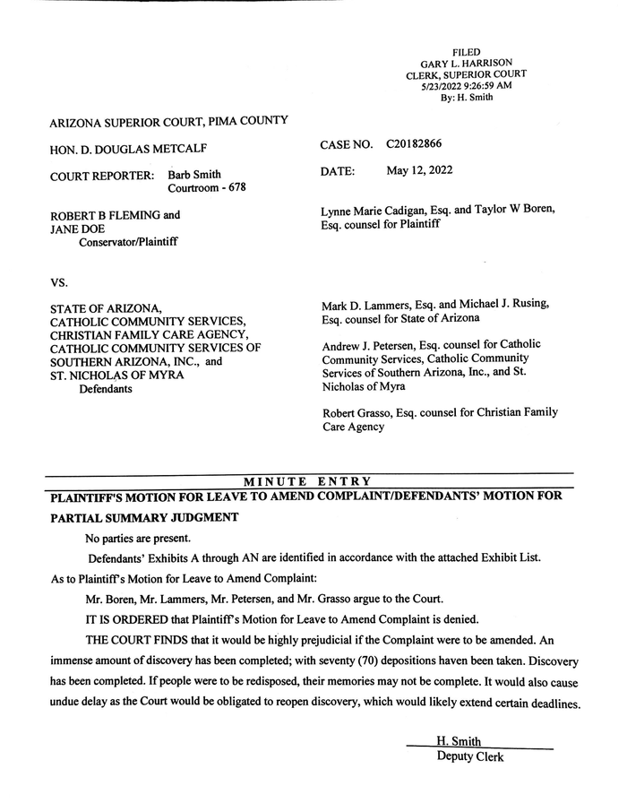 2022-05-12 Minute Entry - Plaintiff's Motion For Leave To Amend 