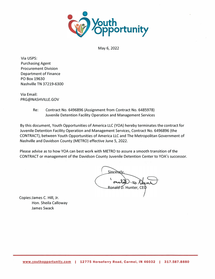Youth Opportunity letter to Davidson County Juvenile Court DocumentCloud