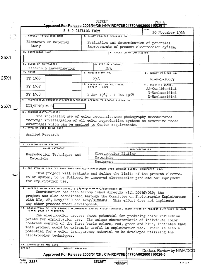 R & D CATALOG FORM [ELECTROCOLOR MATERIAL STUDY] - DocumentCloud