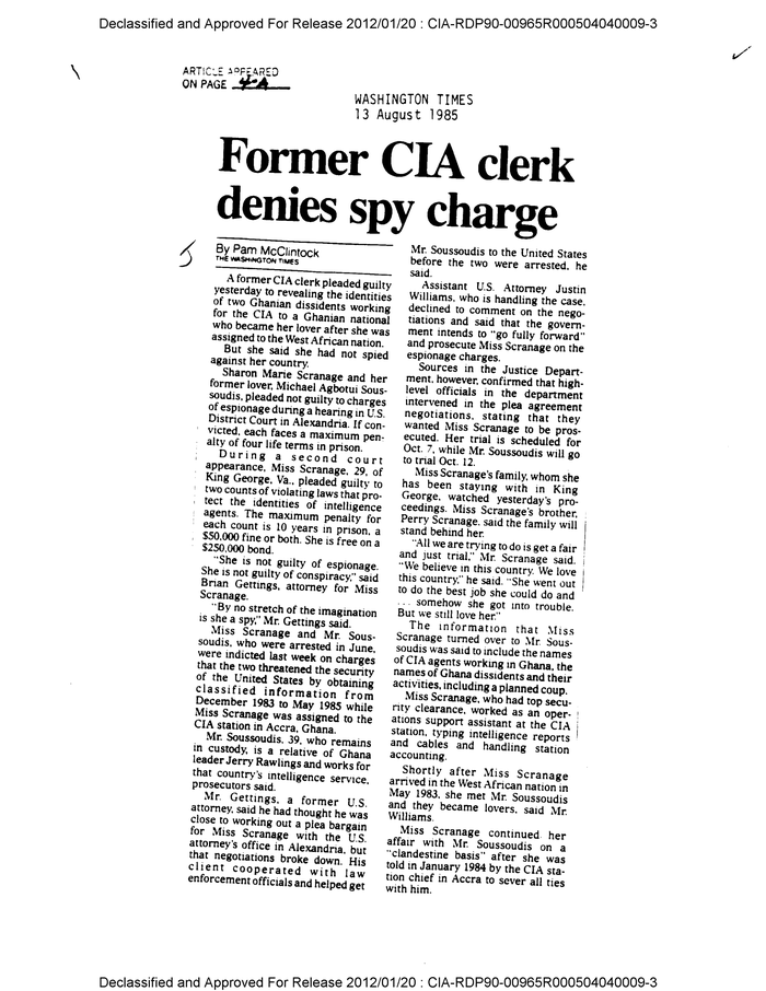 FORMER CIA CLERK DENIES SPY CHARGE - DocumentCloud