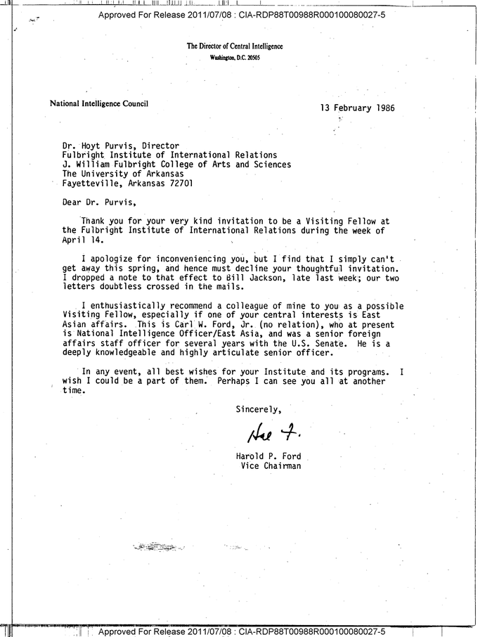 LETTER TO HOYT PURVIS FROM HAROLD P. FORD - DocumentCloud