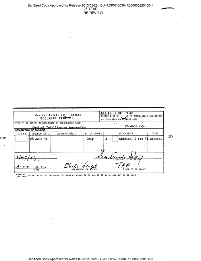 CENTRAL INTELLIGENCE AGENCY DOCUMENT RECEIPT - DocumentCloud