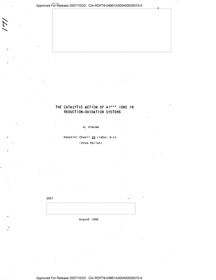 THE CATALYTIC ACTION OF AI*** IONS IN REDUCTION-OXIDATION SYSTEMS ...