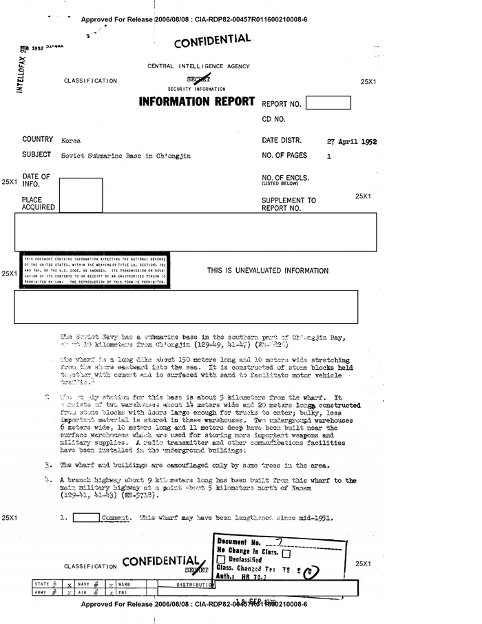 SOVIET SUBMARINE BASE IN CH'ONGJIN - DocumentCloud
