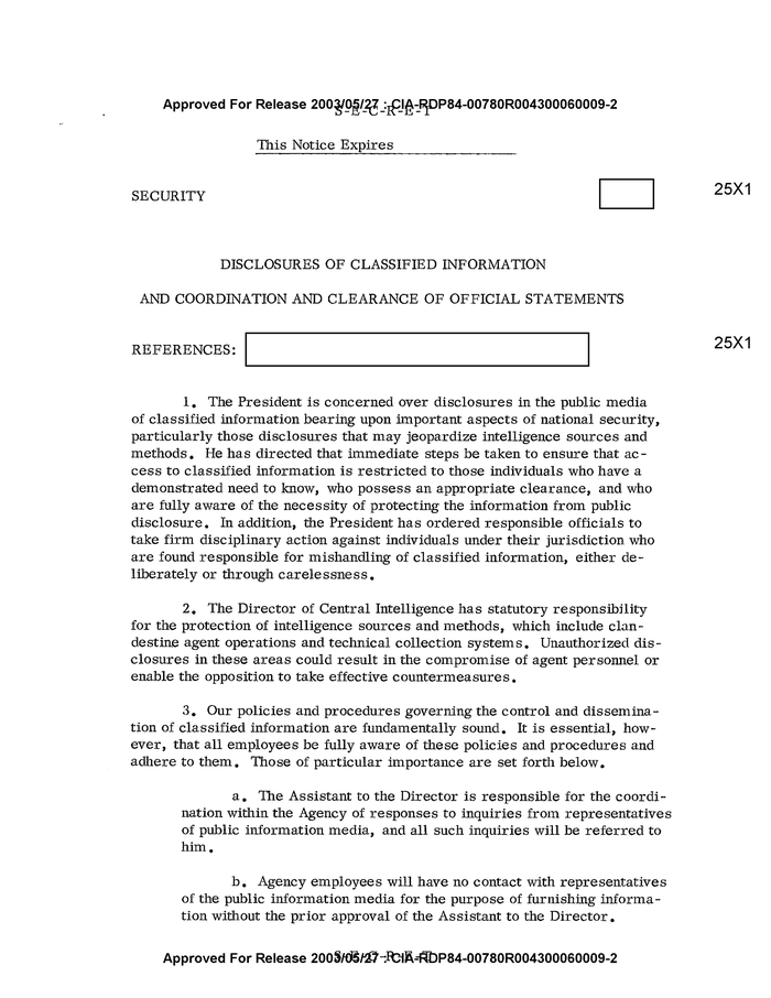 DISCLOSURES OF CLASSIFIED INFORMATION AND COORDINATION AND CLEARANCE OF ...