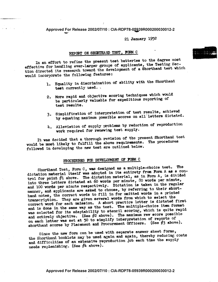 REPORT ON SHORTHAND TEST, FORM C - DocumentCloud