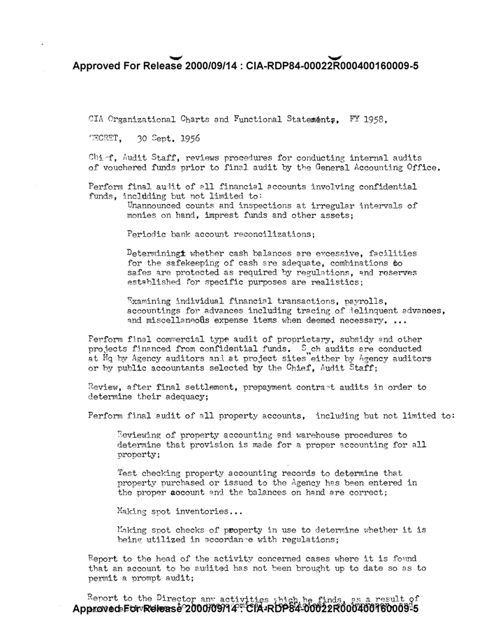 CIA ORGANIZATIONAL CHARTS AND FUNCTIONAL STATEMENTS, FY 1958