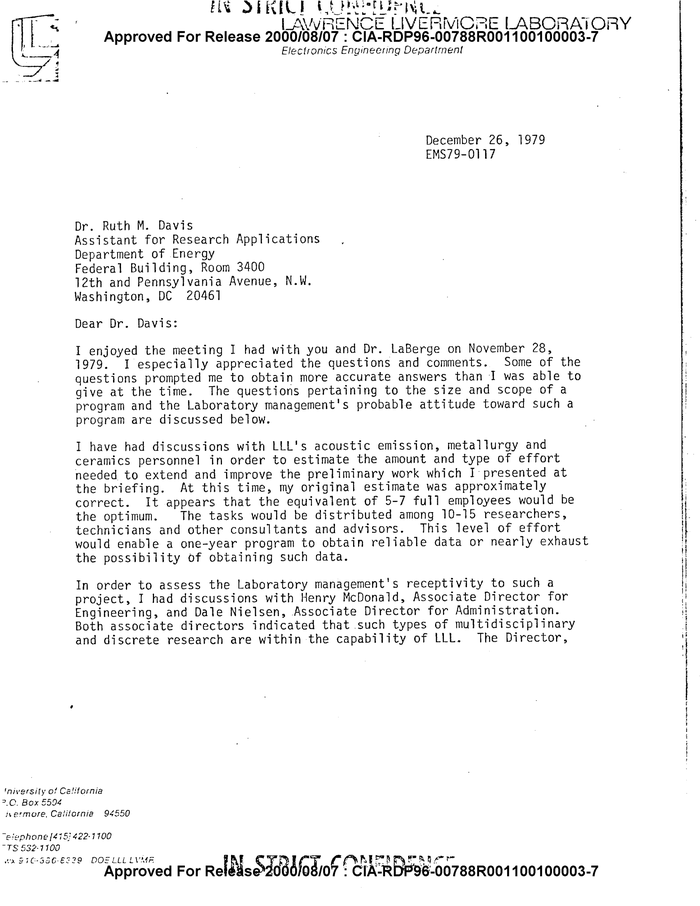 LETTER TO DR. RUTH DAVIS FROM R.S. HAWKE - DocumentCloud