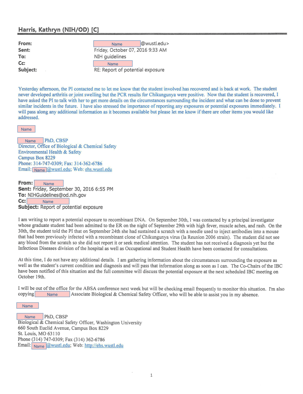 Page 13 from Chikungunya Lab Infection Report to NIH