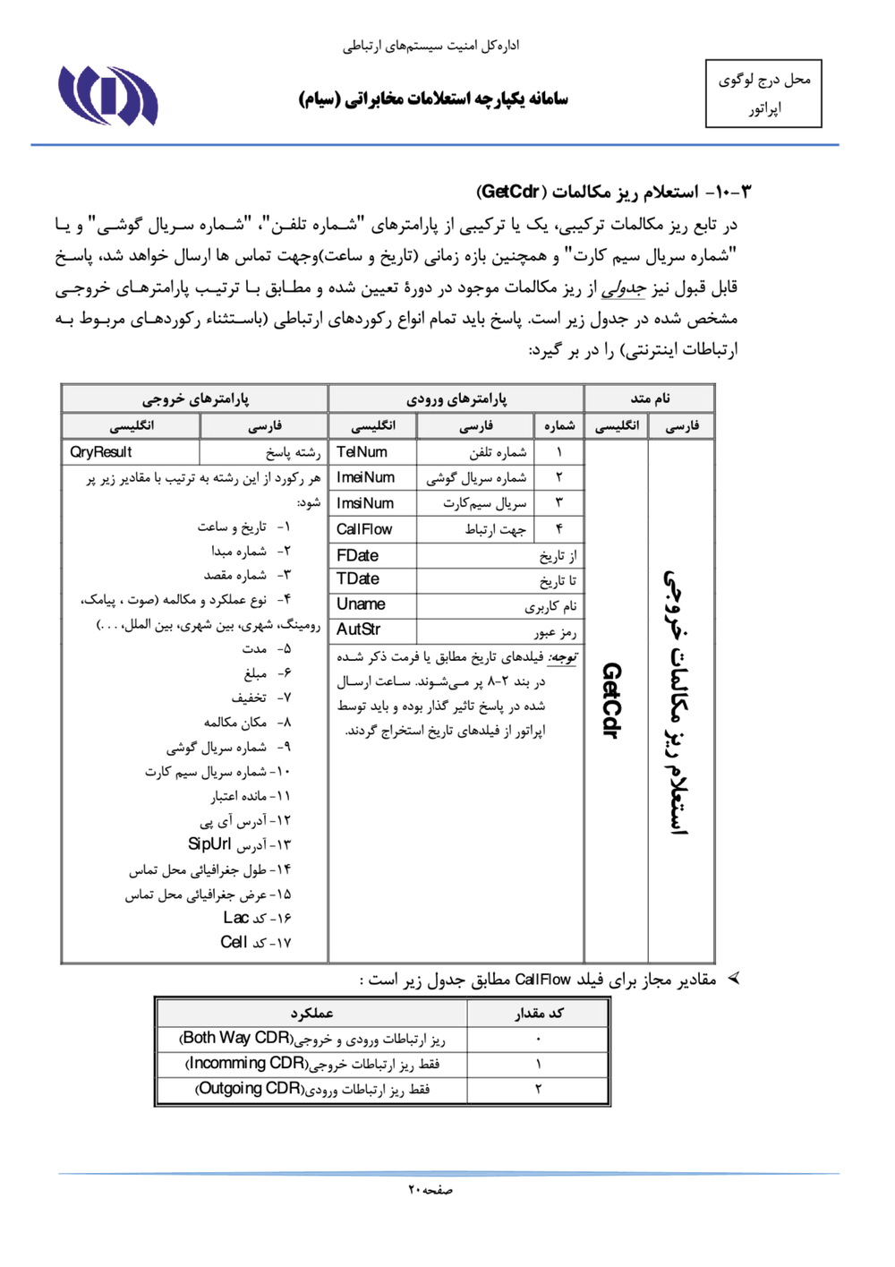 Page 20 from Iran’s SIAM Manual in Persian for Tracking and Controlling Mobile Phones
