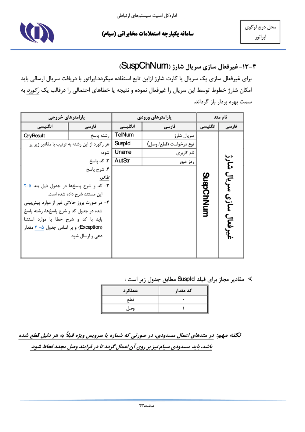 Page 23 from Iran’s SIAM Manual in Persian for Tracking and Controlling Mobile Phones