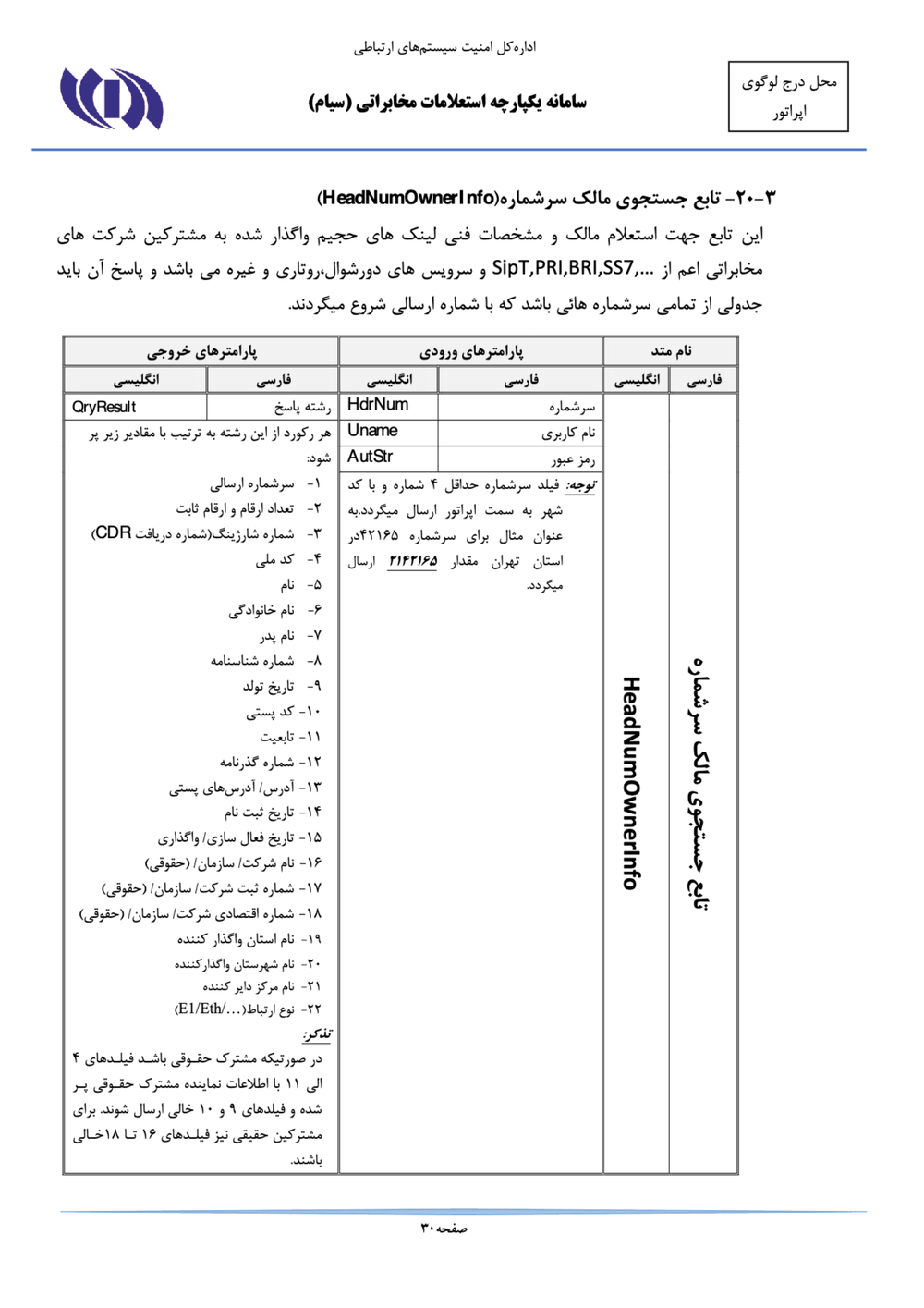 Page 30 from Iran’s SIAM Manual in Persian for Tracking and Controlling Mobile Phones