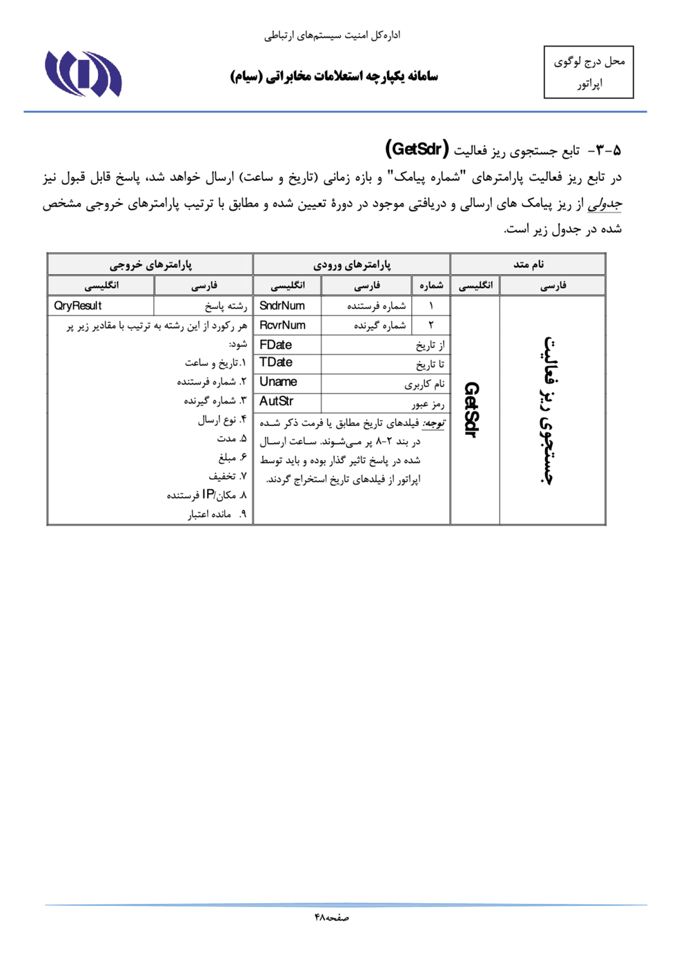 Page 48 from Iran’s SIAM Manual in Persian for Tracking and Controlling Mobile Phones