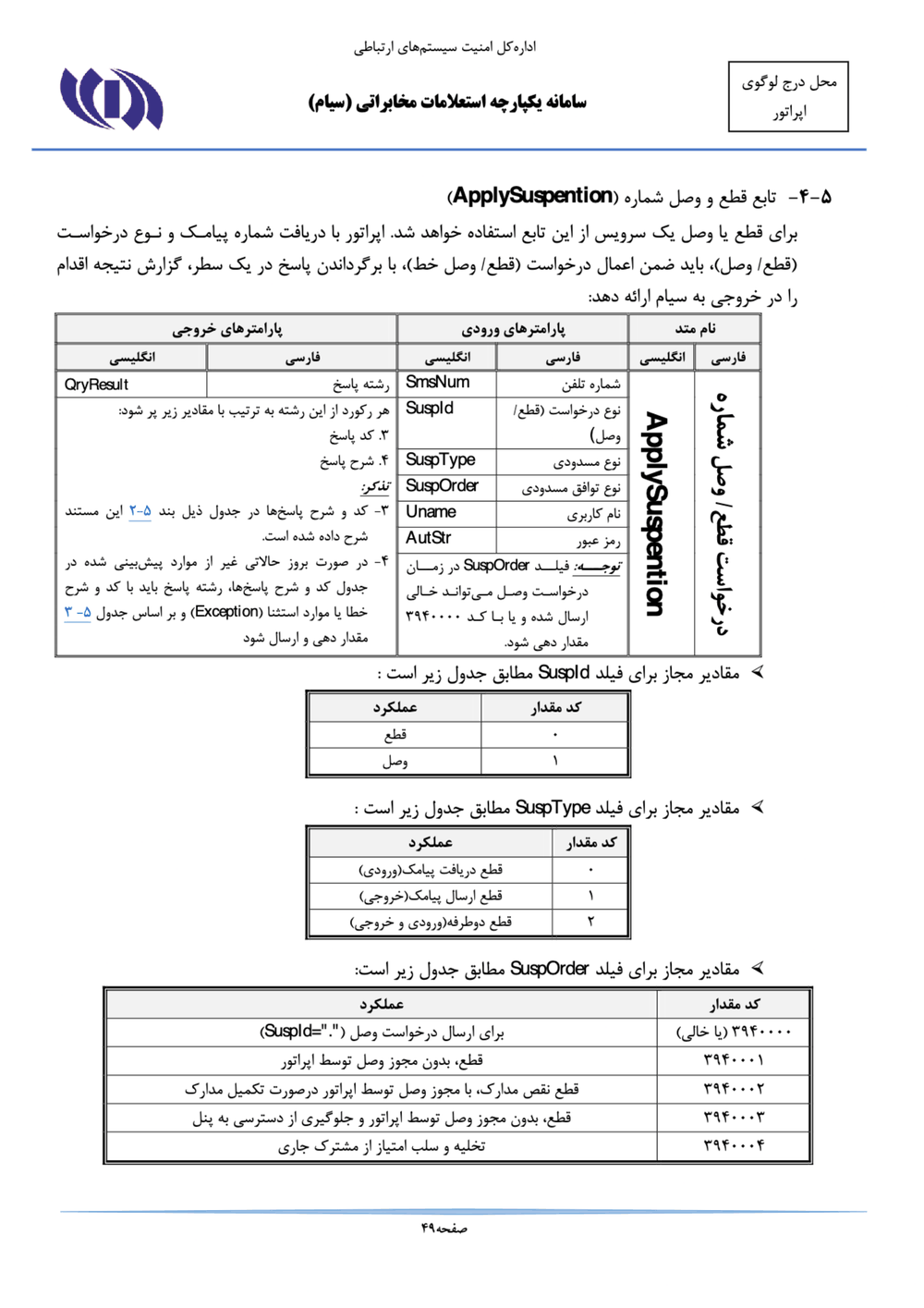 Page 49 from Iran’s SIAM Manual in Persian for Tracking and Controlling Mobile Phones