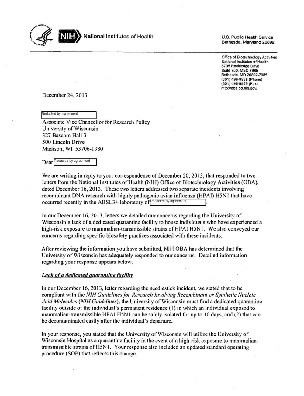 Page 1 from UW Madison Lab Accident Reports to NIH