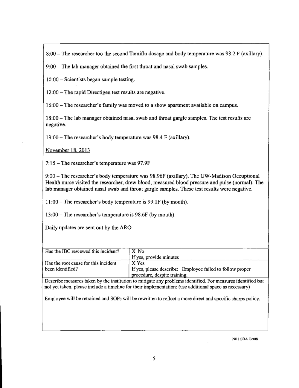 Page 77 from UW Madison Lab Accident Reports to NIH