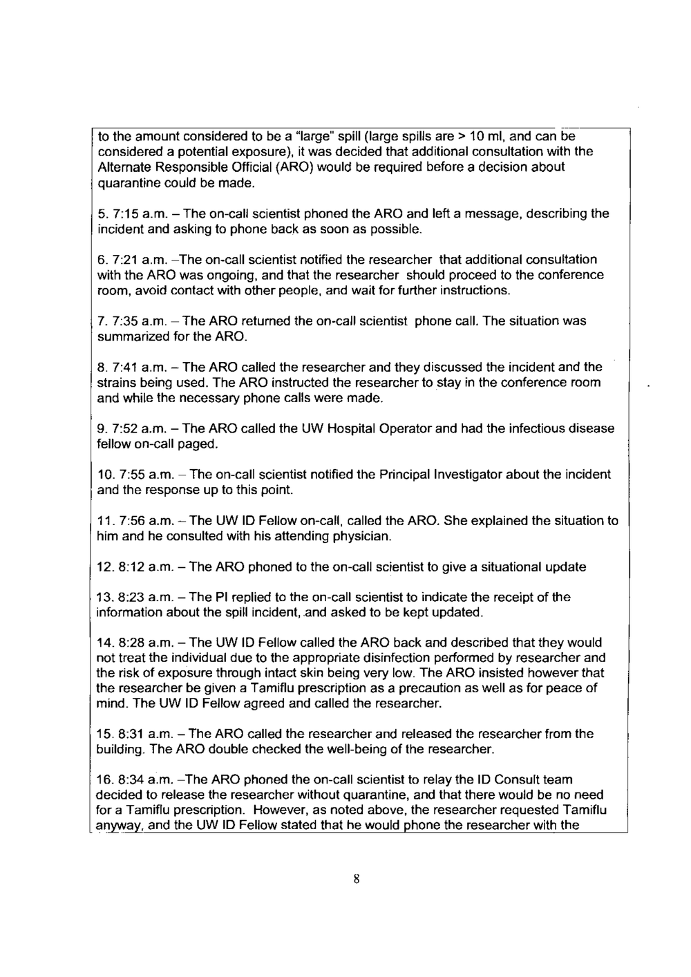 Page 86 from UW Madison Lab Accident Reports to NIH