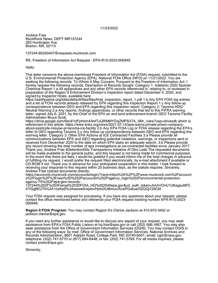 Foia Request Assignment Letter Documentcloud 1382