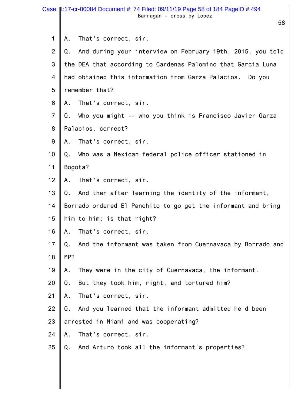 Page 5 from El Grande Testifying About Genaro Garcia Luna at La Reina’s Sentencing (Partial)