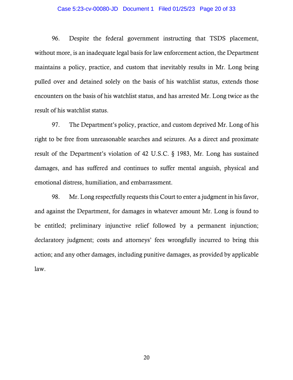 Page 20 from Saadiq Long Complaint Against Oklahoma City Police