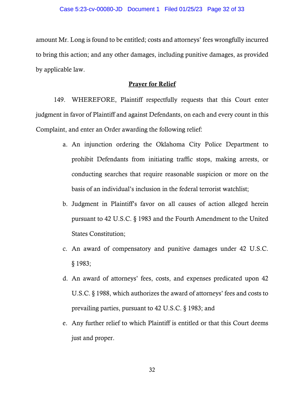 Page 32 from Saadiq Long Complaint Against Oklahoma City Police