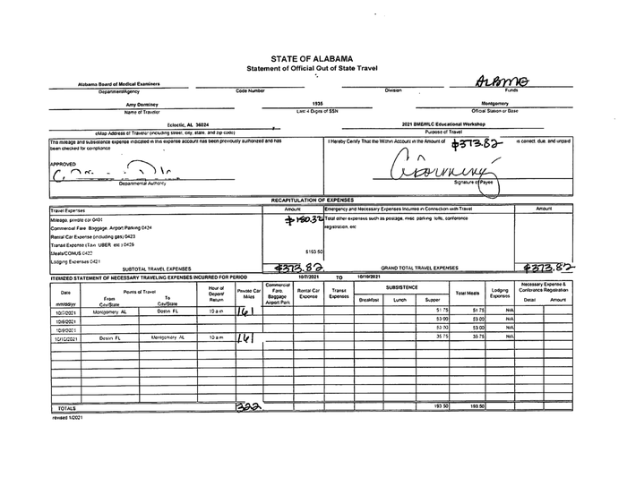 Amy Dorminey Travel 2021 2022 Redacted Documentcloud