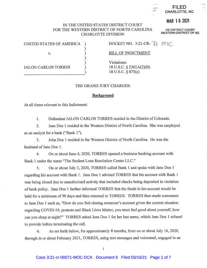 Torres Grand Jury Bill Of Indictment Documentcloud