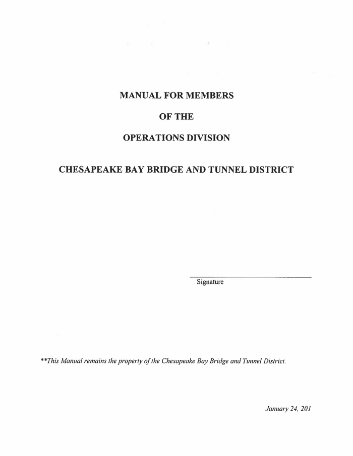 Chesapeake Bay Bridge Tunnel Police Operations Manual (FOIA, 2023