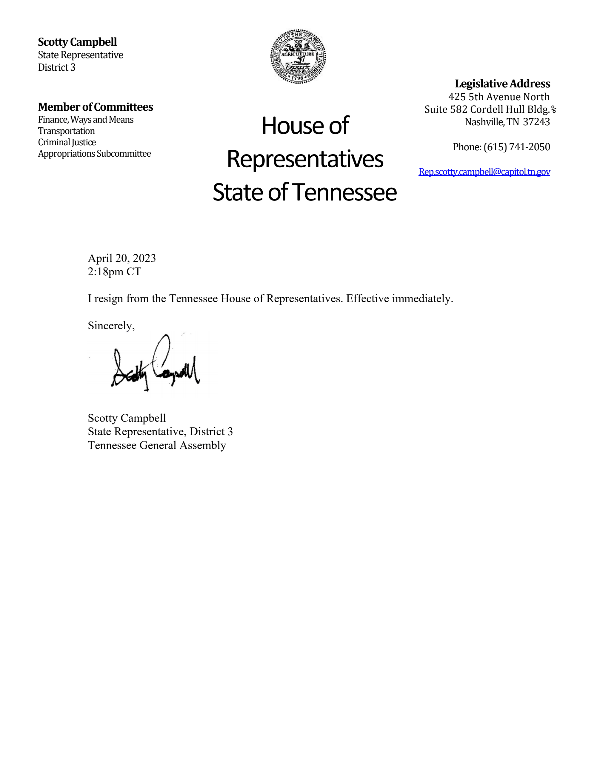 Page 1 of Scotty Campbell Resignation