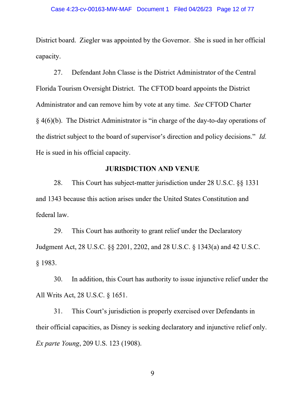 Page 12 from Disney First Amendment Lawsuit against Florida Gov. Ron DeSantis