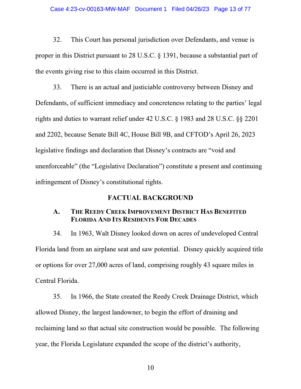 Page 13 from Disney First Amendment Lawsuit against Florida Gov. Ron DeSantis