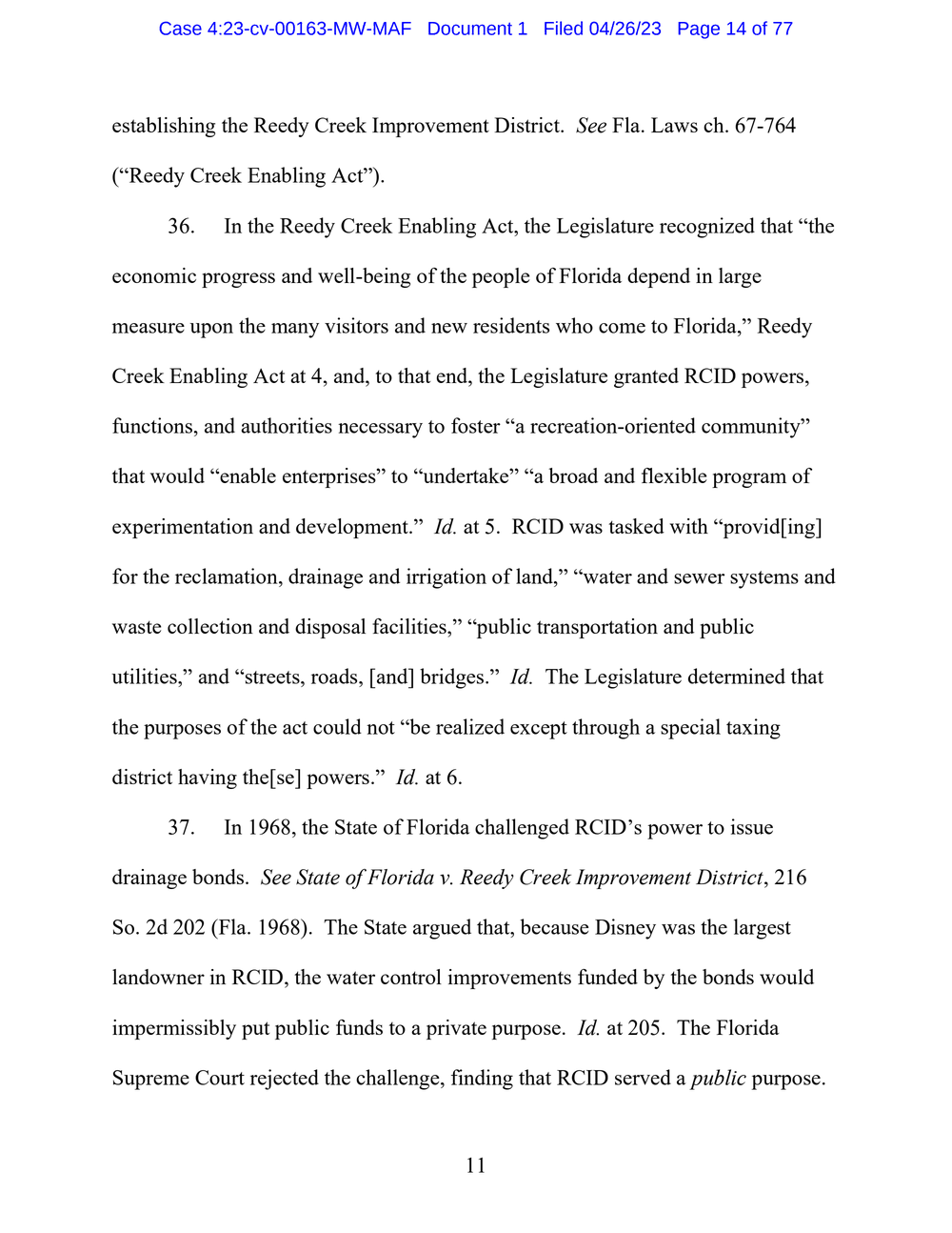 Page 14 from Disney First Amendment Lawsuit against Florida Gov. Ron DeSantis